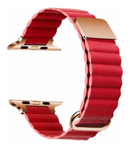 Imagen 2 de 5 de Correa Para Apple Watch Serie 7 De Cuero Magnéticas