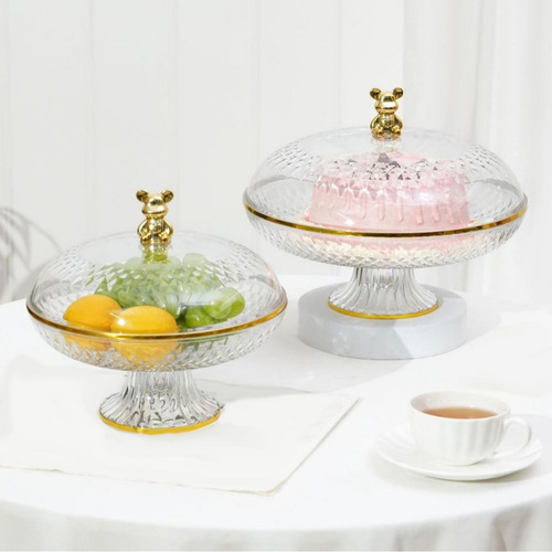 Pastel De Placa De Fruta Stand With Dome Clear Versátil