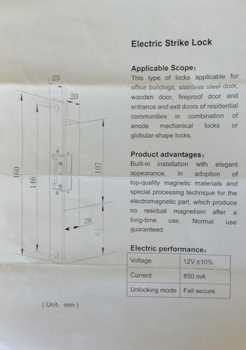 Cerradura - Pestillo Eléctrico Marca Hl / Calidad Superior