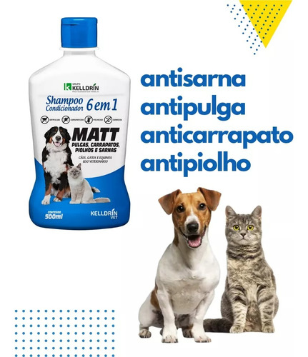 Shampoo Matt 6 Em 1 Anti Pulga Carrapato Piolho Sarna 500ml Branco