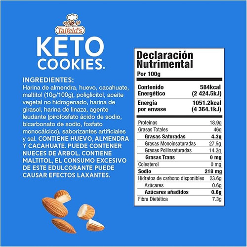1 Caja De Keto Cookies Taifeld's 180g