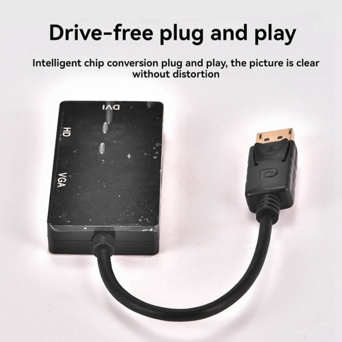 Cable Adaptador Dp A Vga Dvi 3 En 1 Dp One To Three Video Co