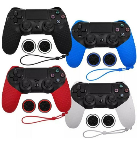 2 Capas Case Silicone Protetor Controle Ps4  + 4 Grip Gratis