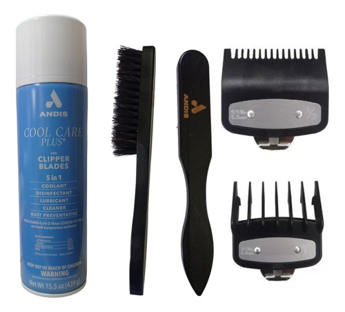 Combo Coolcare 5en1 Andis + Cepillo Madera + Alzas 0,5 Y 1,5