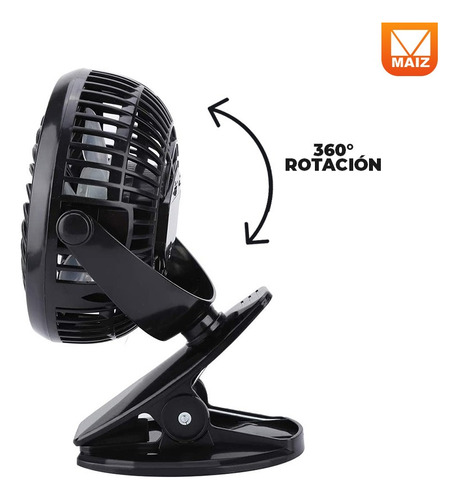 Mini Ventilador Portatil Clip 360° Recargable 3 Vel