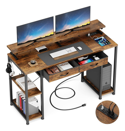 Gikpal Computer Desk With Drawers, 47 Inch Office Desk With.