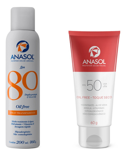 Protetor Spray Fpf80 Corpo & Protetor Facial Fps50 Anasol