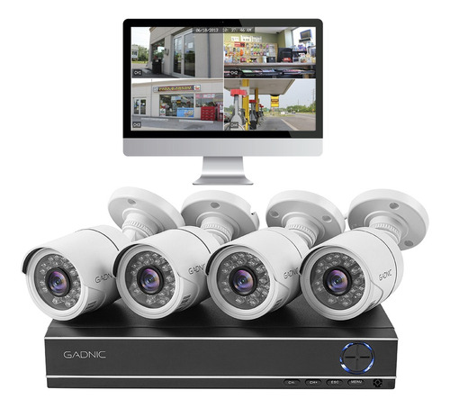 Kit Seguridad Dvr 4 Cámaras Gadnic Ip Hd P2p Vision Nocturna + 1tb Color Blanco