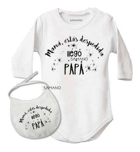Imagen 1 de 5 de Body Manga Larga + Babero Personalizado Sàmano Uruguay