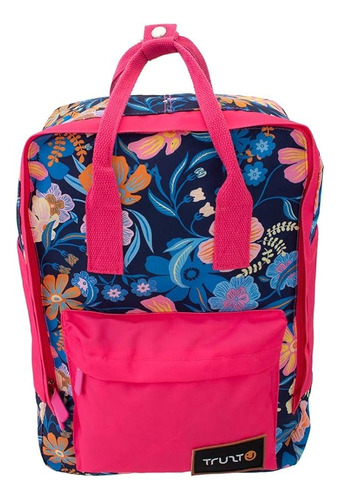 Mochila Lisa Estampado Flores Primaria 157637 Truzt Color Rosa Chicle