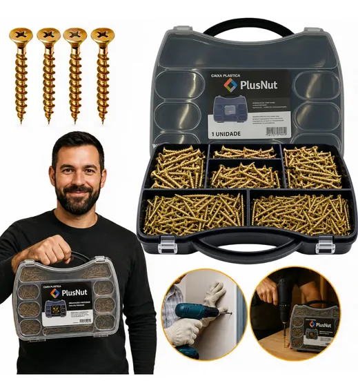 Kit 700 Parafuso Madeira 3,5mm Philips Maleta Compensado