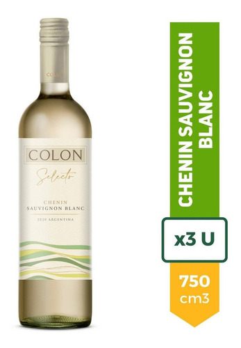 Vino Colon Selecto Chenin Sauvignon Blanc 750ml Pack X3