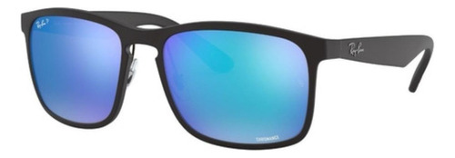 Gafas de sol polarizados Ray-Ban Lentes de Sol Chromance Standard, diseño Mirror, color negro con marco de nailon color matte black, lente blue de plástico espejada/chromance, varilla matte black de nailon - 0RB4264