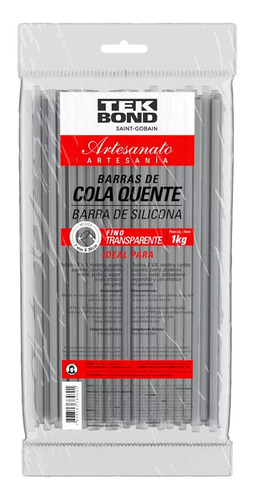 Cola Quente Bastão Fina - Pacote 1kg Transparente 7mm