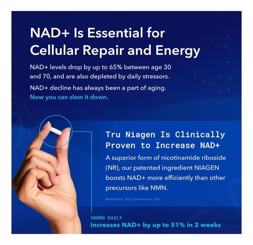 Tru Niagen 100mg Introductor Nad+ Boosting Suplemento Hrds3