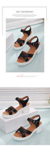 Sandalias Con Tacón Inclinado Y Hebilla Para Mujer, Talla Gr