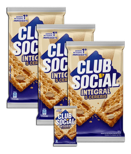 Kit 3 Biscoito Salgado Club Social Integral Com 6 Unidades