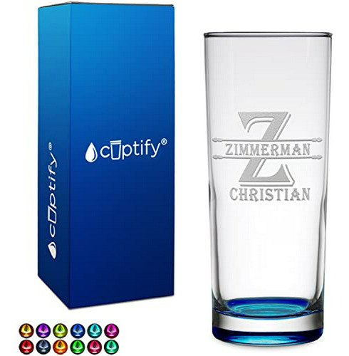 Vaso Highball Personalizado Inicial 10 Oz Azul Claro - Regal