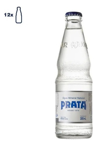 Água Mineral Natural Prata Pack C/ 12 Garrafa De Vidro 300ml