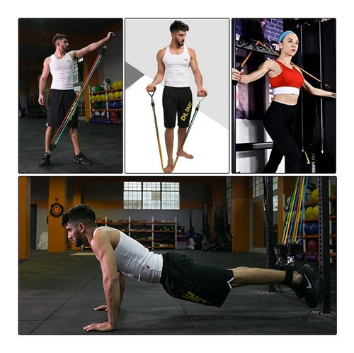 Kit Elástico Extensor 11 Itens Musculação Funcional Em Casa