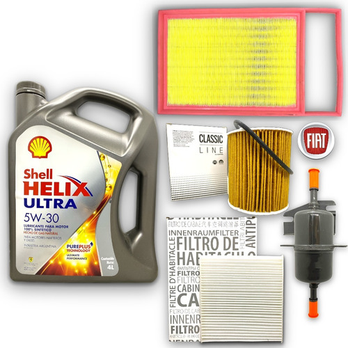 Kit 4 Filtros + 4l Aceite Shell 5w30 Palio Strada 1.6 Etorq