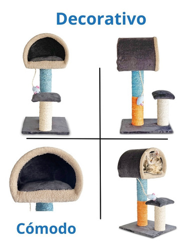 Imagen 5 de 10 de Rascador Para Gatos Mueble | Juguete Árbol Rascadero 70cm