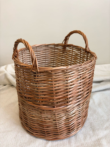 Canasto Mimbre Cesto Portamaceta Manijas Deco Nordico Juguet Marrón