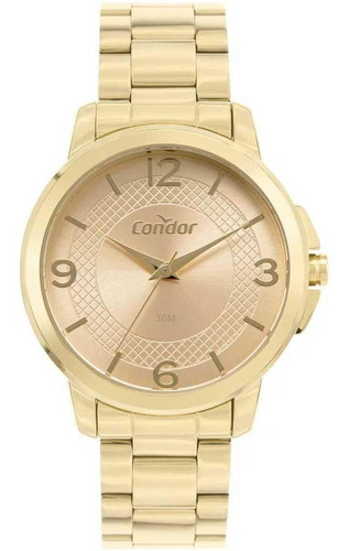 Kit Relógio Feminino Condor + Bracelete Copc21aeai/k4d Cor da correia Dourado Cor do bisel Dourado Cor do fundo Dourado
