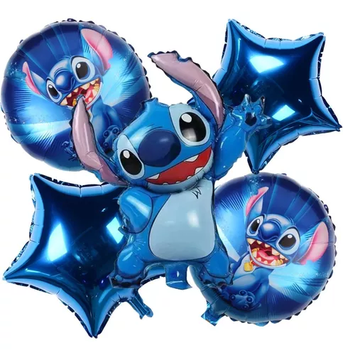 Globos de Stitch y estrellas 5 piezas - Dulcería Viva Piñata