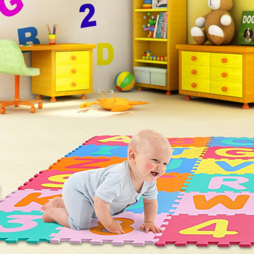 Imagen 1 de 4 de Alfombra Piso Goma Foami Bebes Niños Gruesa 10 Piezas