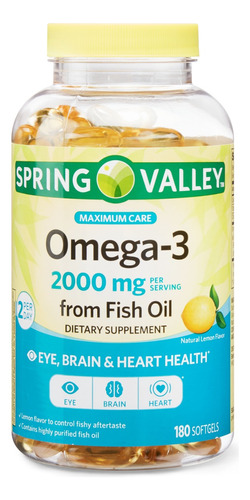 Omega 3 - 2000mg - 180 Softgels - Spring Valley - Importado 