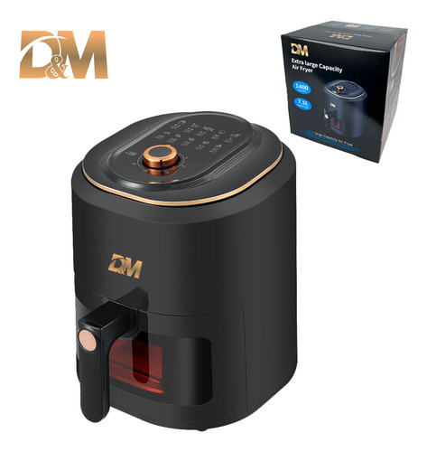 Dm Air Fryer 7.5l Dm-v18030 Color Negro 127v 1280w 7.5l Freidora De Aire De Acero Inoxidable
