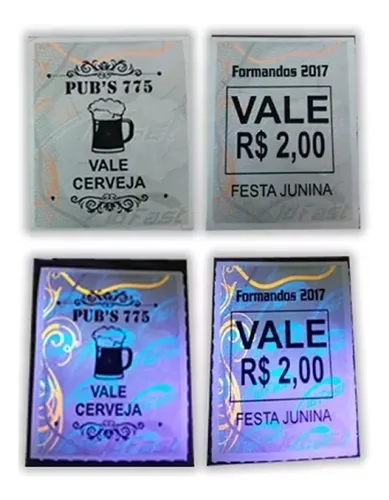 comprar Kit 4000 Tickets Ficha Bar Mini Convite Vale Moeda Balada Fg