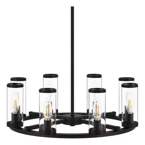 Lampara De Techo Moderna Niquel Cepillado 8 Luces 20'' Estructura Negro
