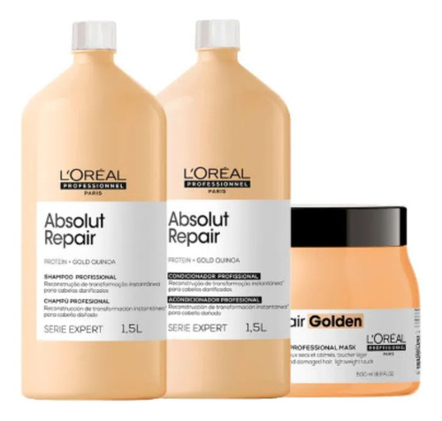 Kit Loreal Absolut Repair Gold Quinoa Sh+cond+másc Light Gd