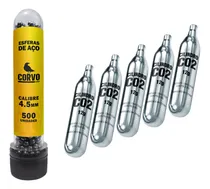 Comprar Kit Recarga Pistolas Pressão 4.5mm 500 Esferas + 5 Co2 12g