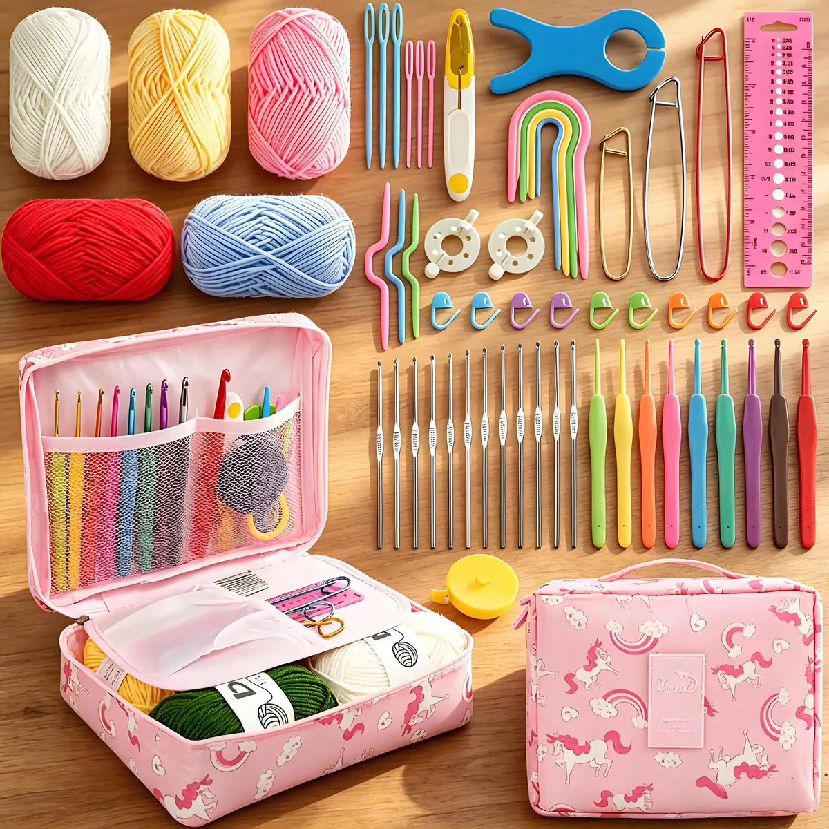Kit Completo De Ganchillo Para Tejer Bordado De Set De Costura,kit De Ganchos Y Accesorios Para Tejer Al Crochet Adecuado Para Regalos Del Día Del Niño, Regalos De Cumpleaños, Rega