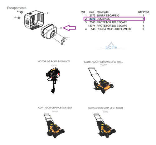 Escapamento P/motor 6.0/6.5cv Vertical Buffalo Original 2773