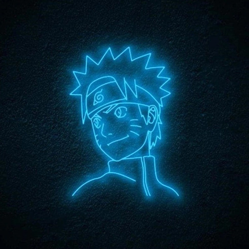 Letrero Led Neón Uzumaki Naruto Anime 50cm Celeste Luminoso