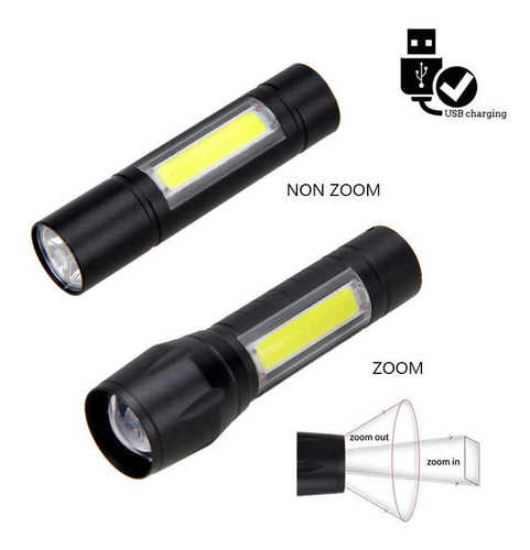 Imagen 2 de 6 de Lampara Linterna Tactica Militar Recargable Luz Led+estuche