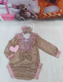 Roupa Newborn Body De Renda Rosa Antigo Ensaio Fot 0-12 Mese