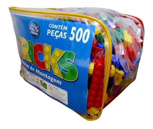 Brinquedo Bolsa Plástica Monta Peça Encaixar Fácil C/ 500pcs
