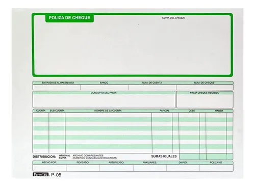 comprar 5 Block C\u002F25jgo Poliza De Cheque 1\u002F2 Oficio P-05 Formitec