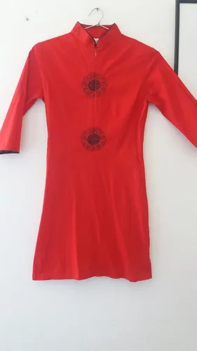 Vestido japones cuello mao sale