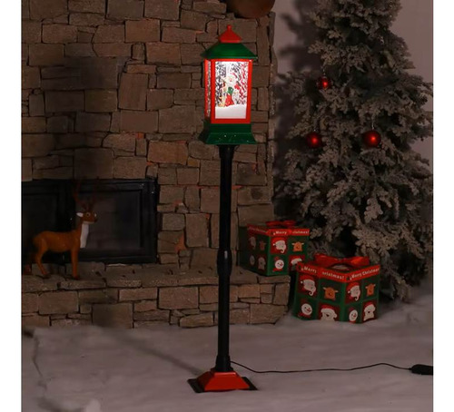 Poste Com Papai Noel E Rena Luz Neve Música 148cm Bivolt
