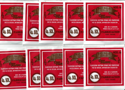 Paquete De 10 Cuerdas Para Violín Garibaldi  Cuarta 4a. Sol