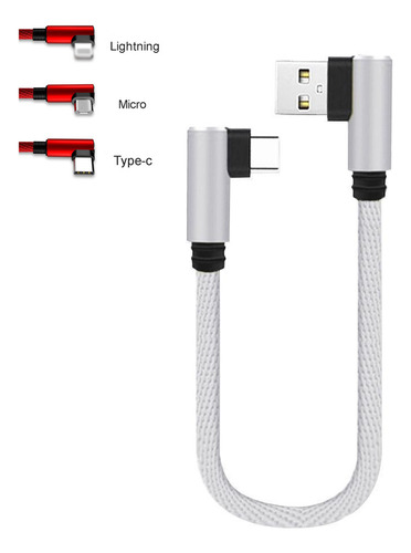 Datos De Línea Corta Con Codo Micro Usb Rojo En Forma De L D