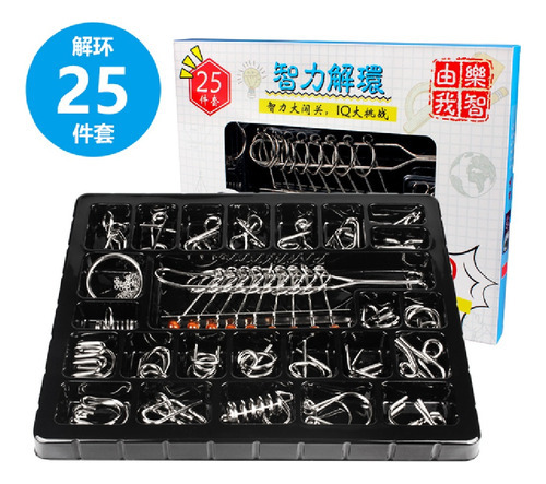 Kit 25 Desafios Quebra Cabeça 3d Puzzle Metal Aço