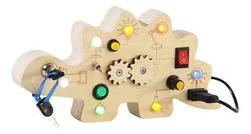 Tablero Sensorial Actividades Llaves Luces En Madera Niños