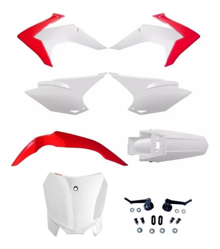 Kit Plástico Crf230 2015 16 18 Avtec Vermelho Branco + Plate